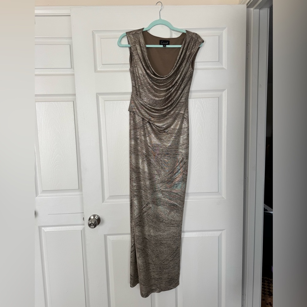 Connected Apparel Metallic Evening Dress